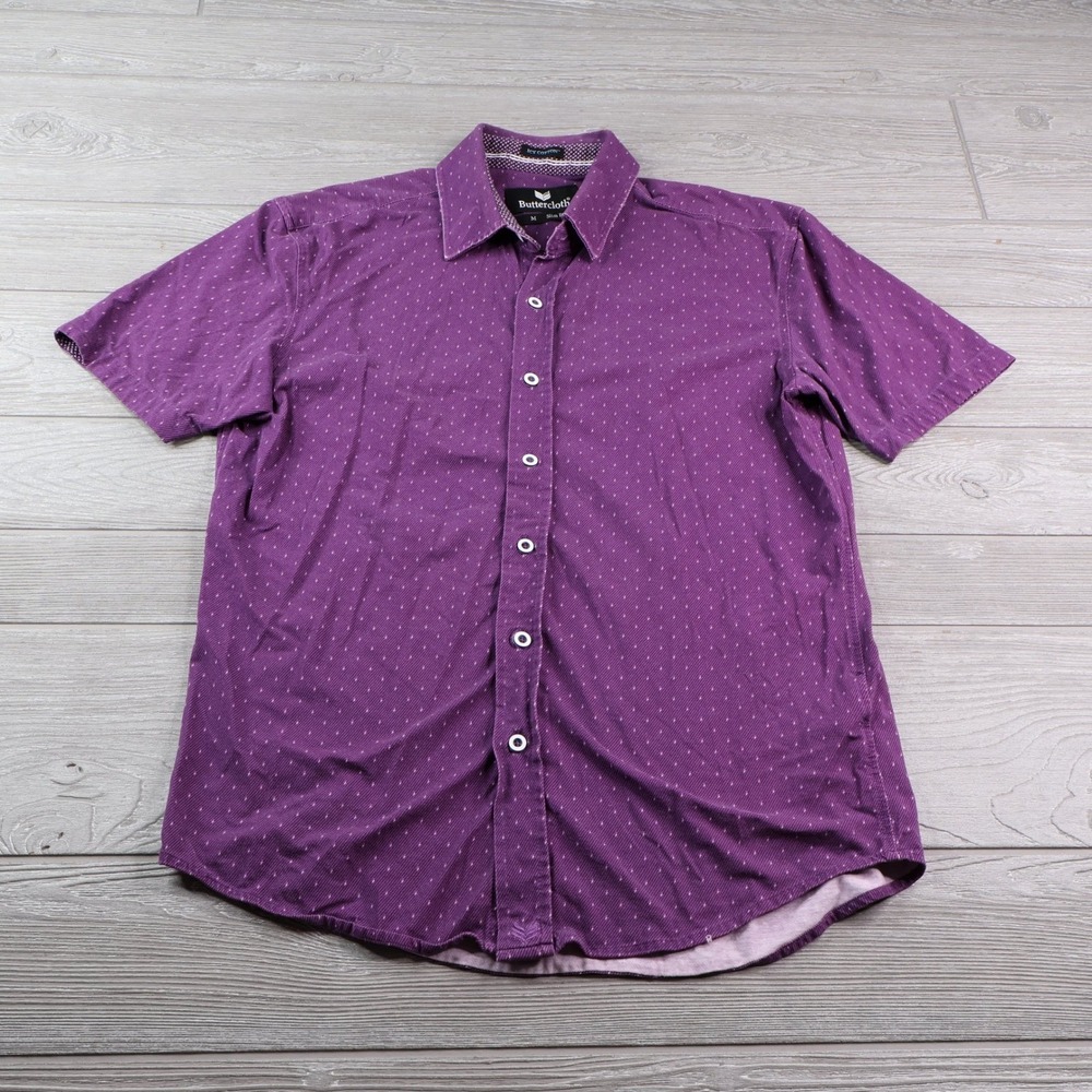 Buttercloth Icy Cotton Men's M Slim Fit Purple Geometric Shirt